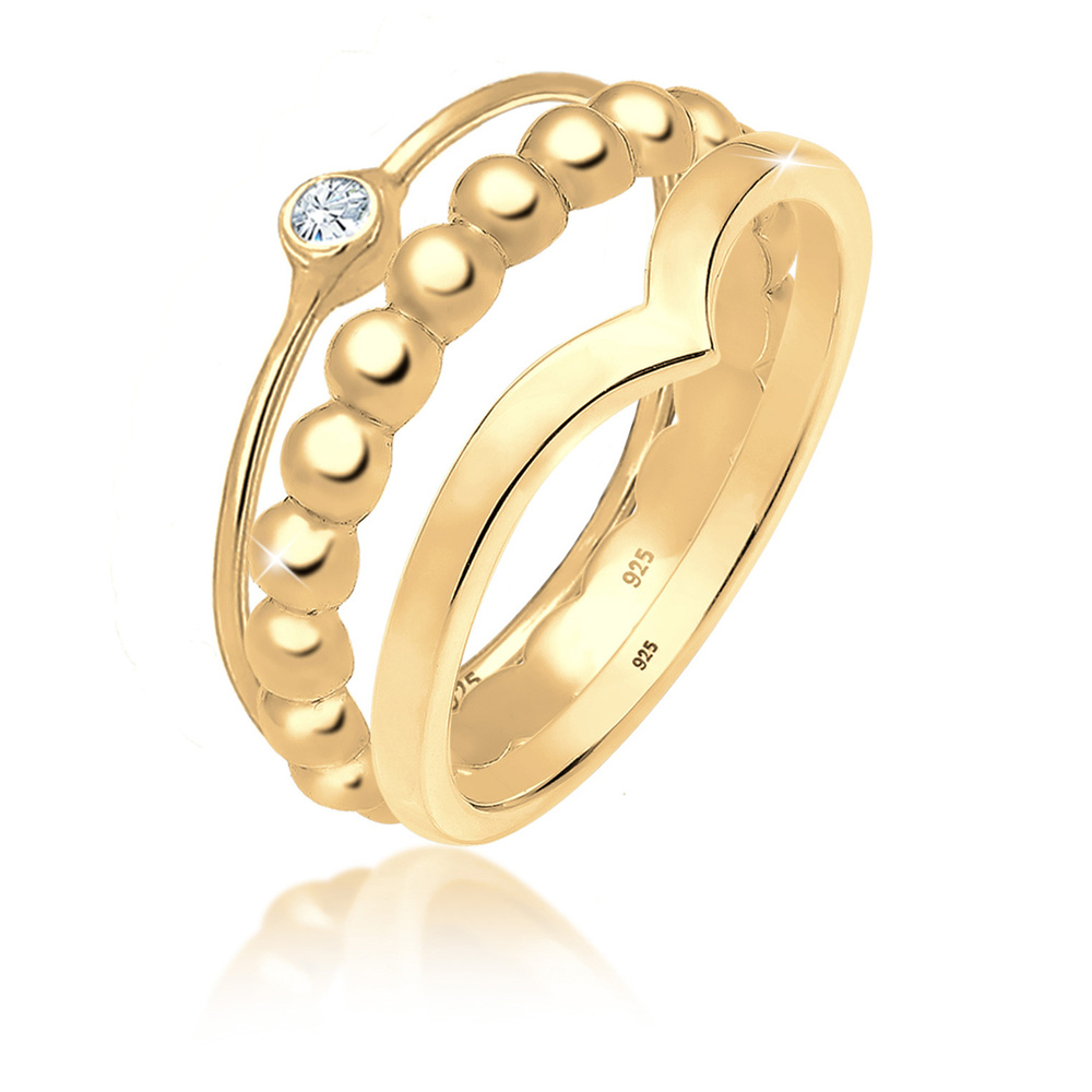 Elli Elli Bague Femme Ensemble de Base avec Cristal en Argent Sterling 925 Bague