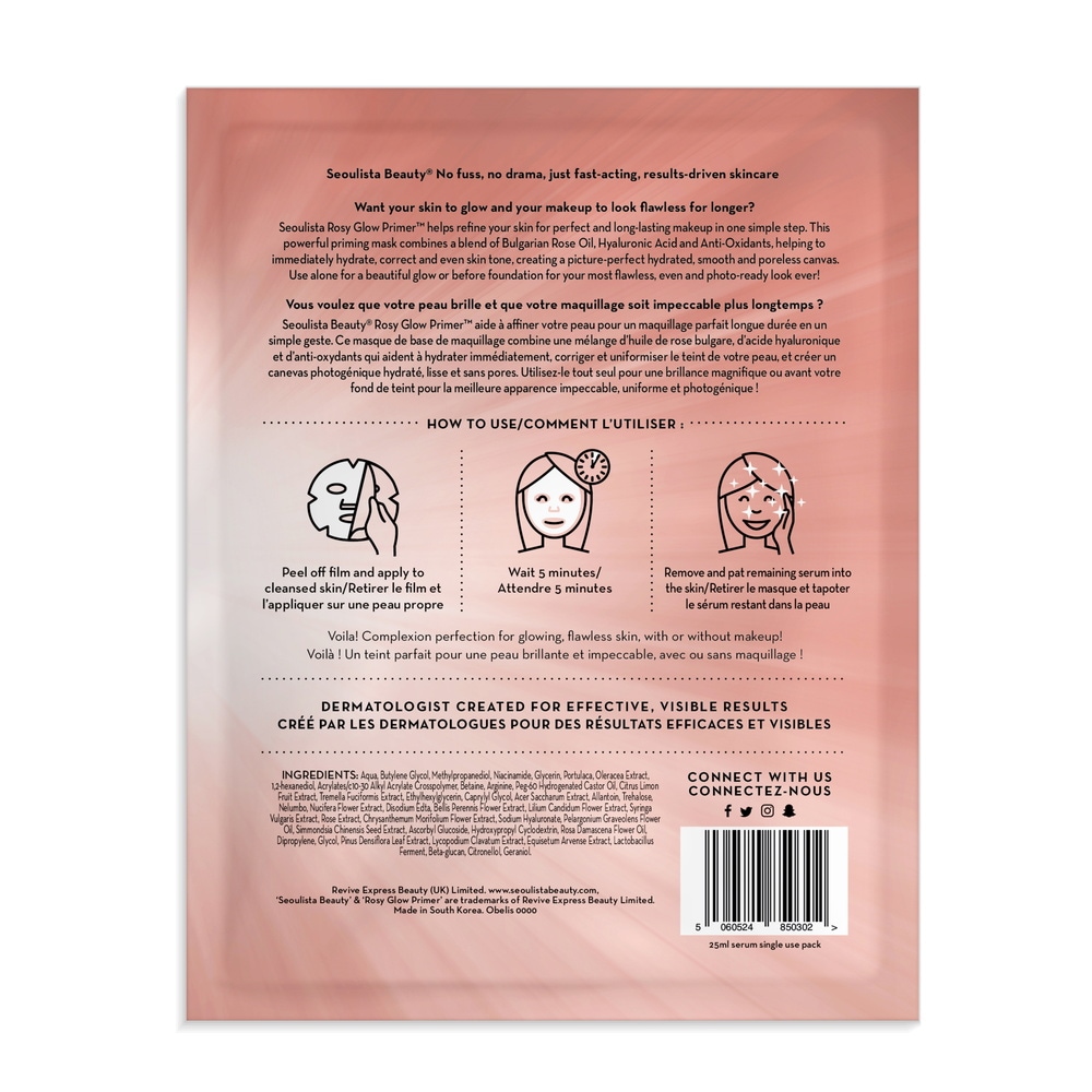 seoulista beauty Seoulista Beauty Rosy Glow Primer Sachet Masque visage