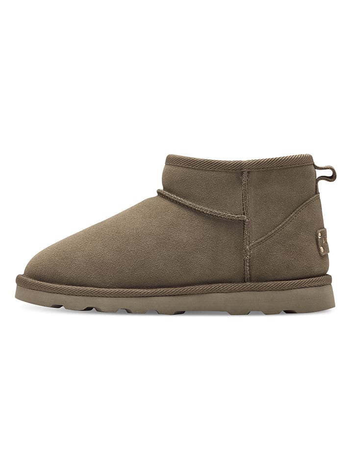 s.Oliver Leder-Ankle-Boots in Khaki günstig kaufen