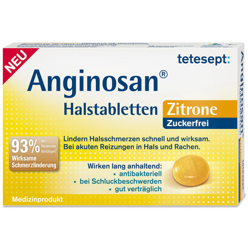 TETESEPT Anginosan Halstabletten zuckerfrei Zitro.  20 St  Lutschtabletten