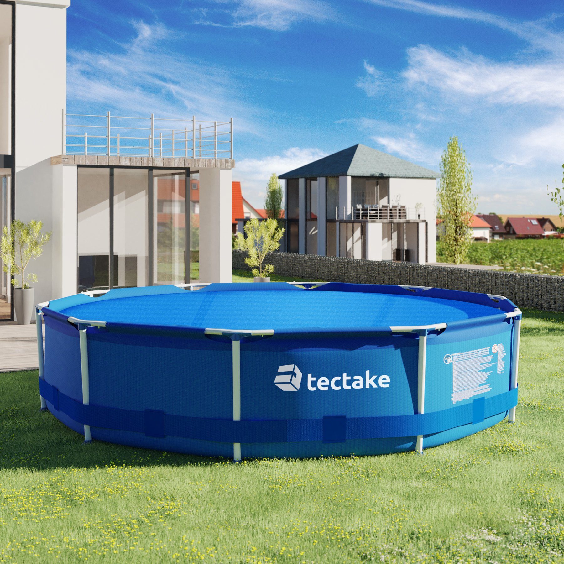 tectake Pool-Abdeckplane Poolabdeckung Solarfolie rund