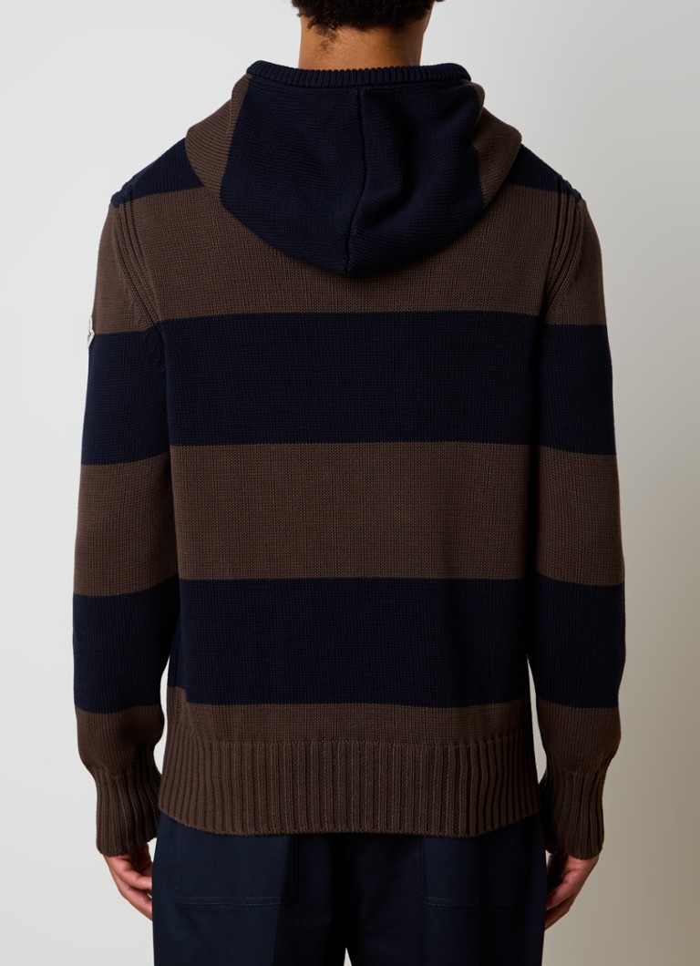 Hanorac Moncler tricotat gros cu dungi imprimate