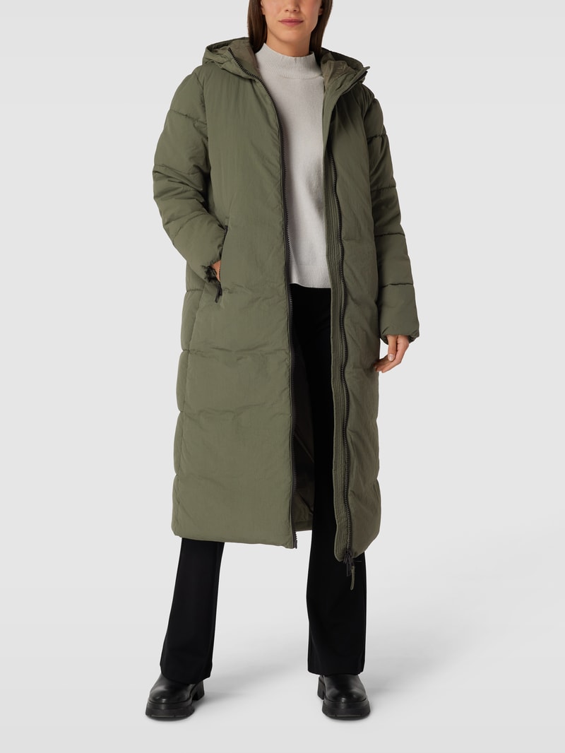 Steppmantel mit Kapuze in khaki