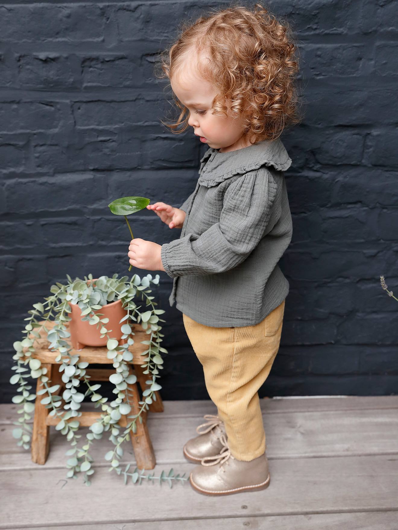 Pantalon en velours côtelé bébé moutarde