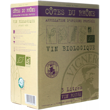BIB 3L - CÔTES DU RHÔNE BIO - VIGNERONS ARDÉCHOIS