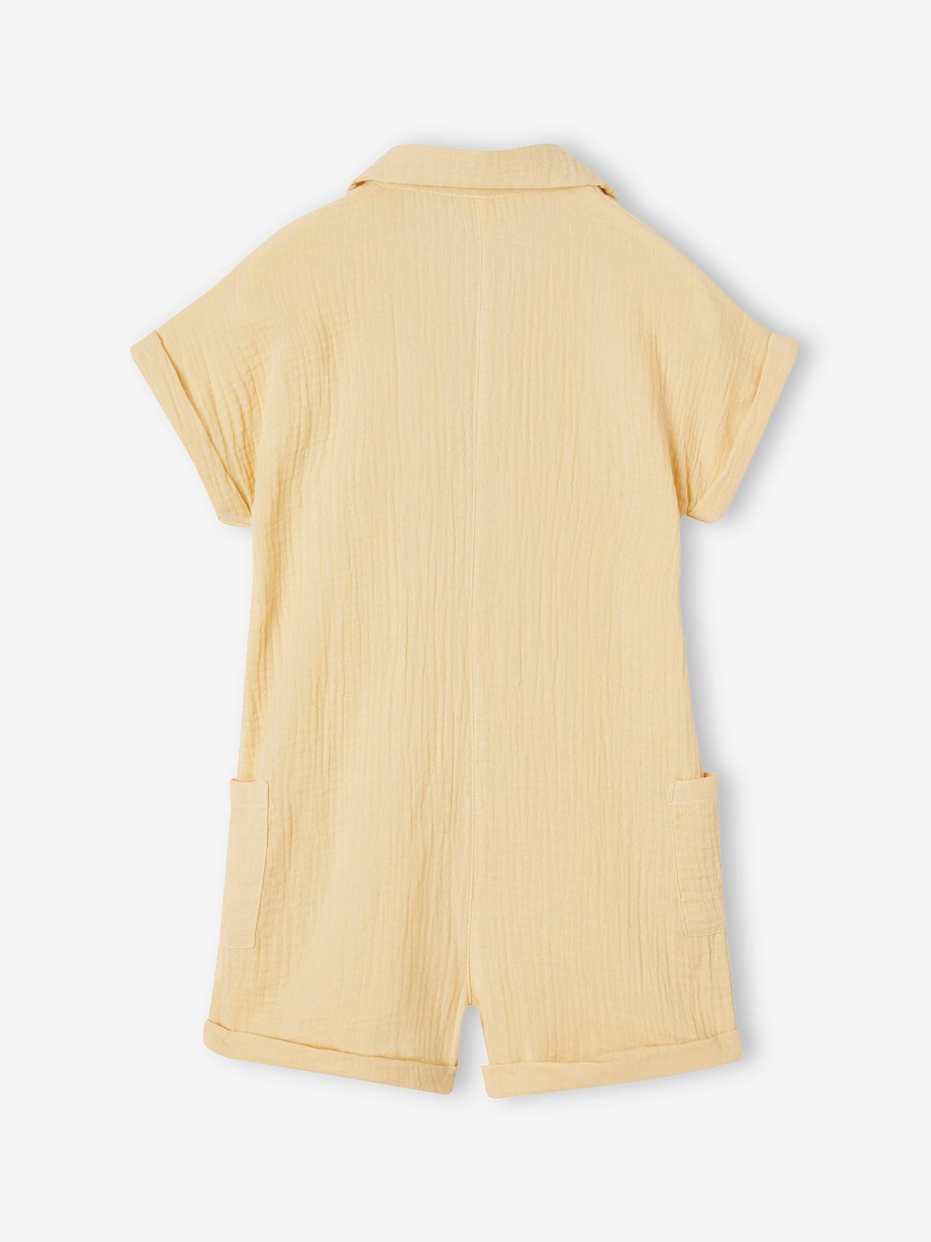 Vertbaudet Kurzer Mädchen Jumpsuit - pastellgelb