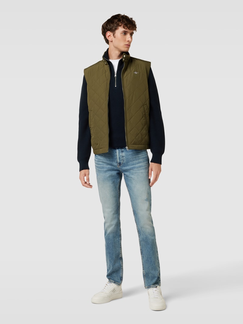 Weste mit Label-Stitching in olivgrün