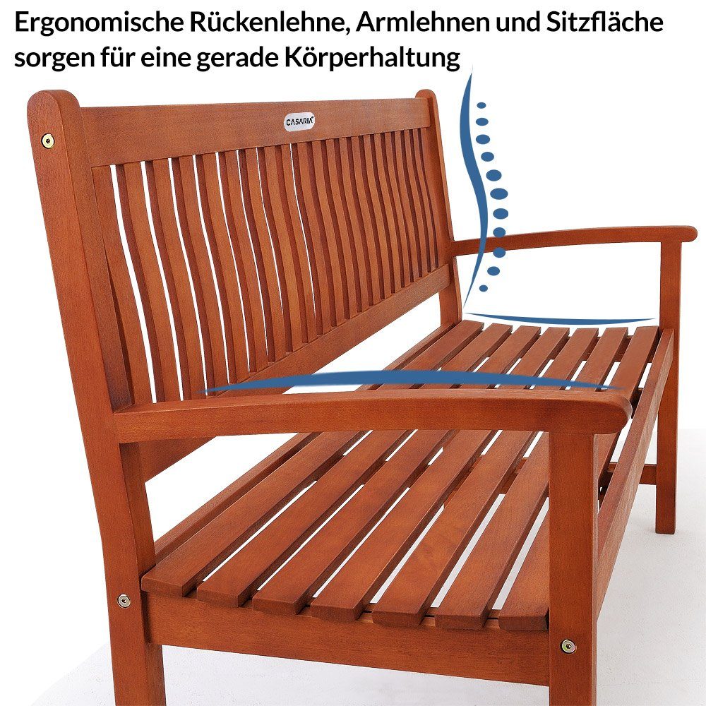 Deuba Gartenbank Maxima, Wetterfest Eukalyptus Holz FSC® 152x55x90cm 395kg Belastbarkeit
