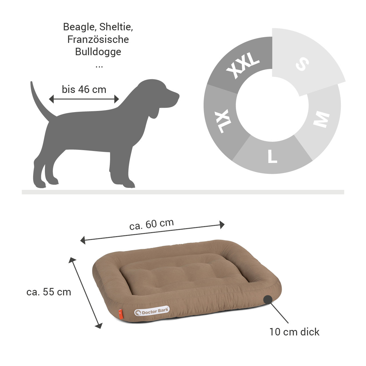 Doctor Bark Hundekissen Doctor Bark Lounge-Kissen sandbraun S