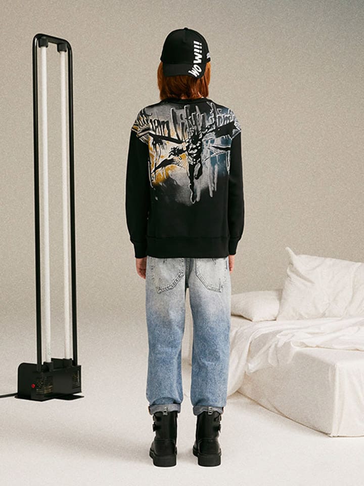 Sisley Sweatshirt in Schwarz/ Bunt günstig kaufen