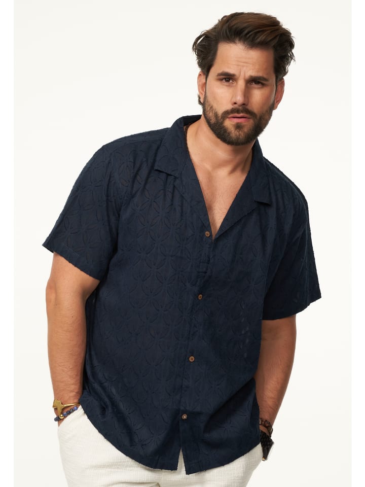 SOULSTAR Kurzarmhemd - im Vintage Summer-Look Kurzarm Strick Polo-Hemd T-Shirt in Navy günstig kaufen