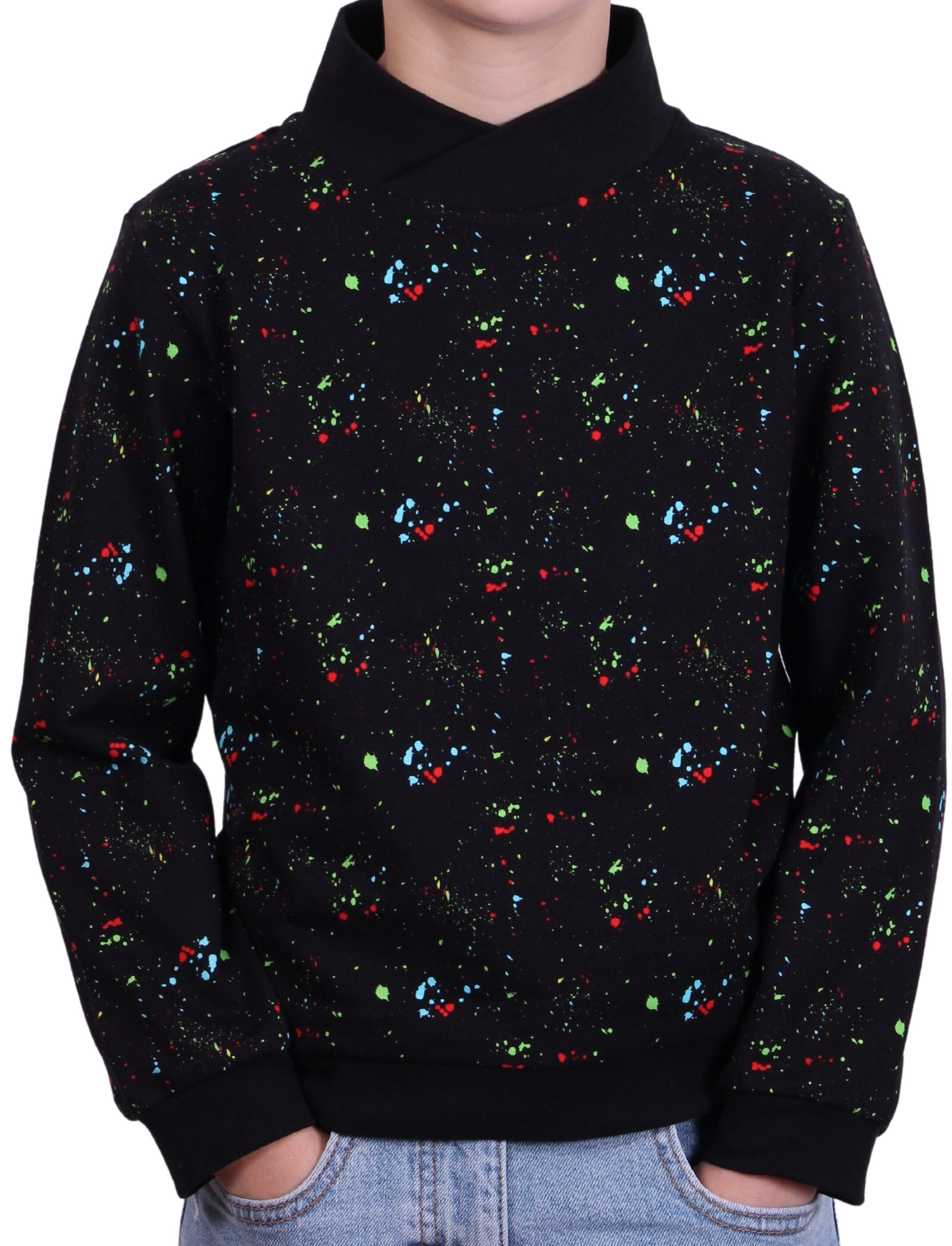 coolismo Sweater Kinder Sweatshirt Jungen Pullover mit farbigem Splash-Print Baumwolle, europäische Produktion