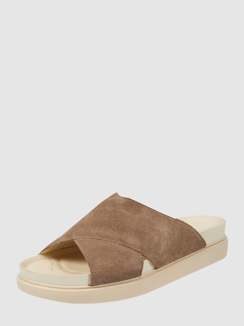Pantolette aus Leder Modell 'Erin' in olivgrün