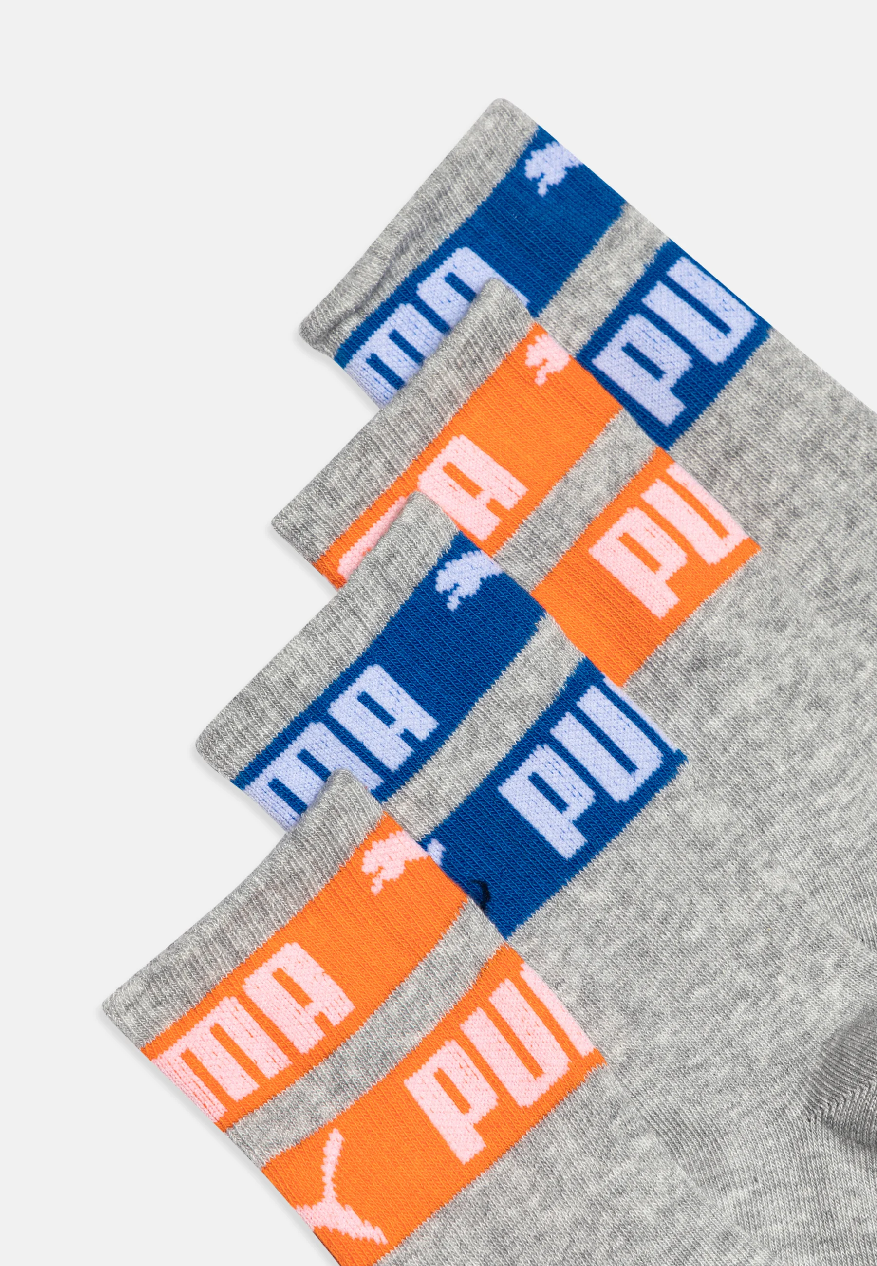 Calcetines Puma con rayas y logotipo para niños, unisex, paquete de 4