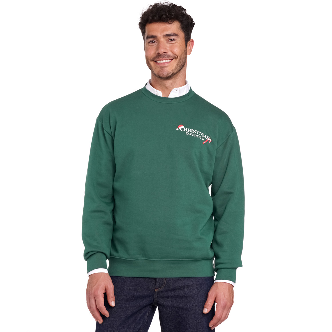 Herren Weihnachtssweatshirt mit Rückenprint dunkelgrün