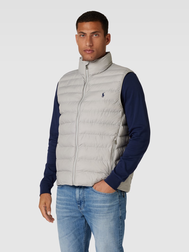 Steppweste mit Label-Stitching Modell 'TERRA' in offwhite