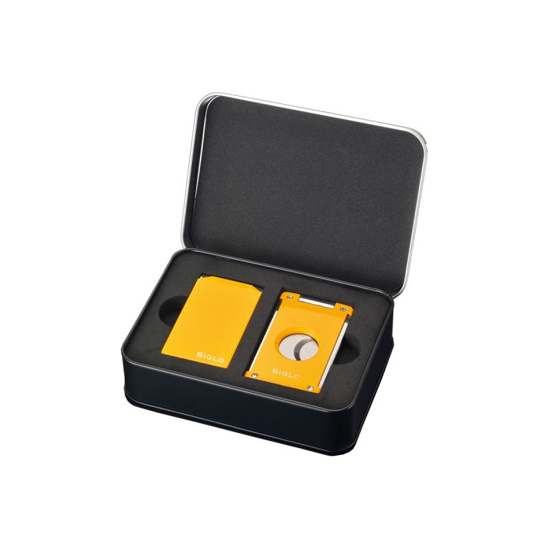Siglo Vibrant Set Lighter & Cutter Yellow