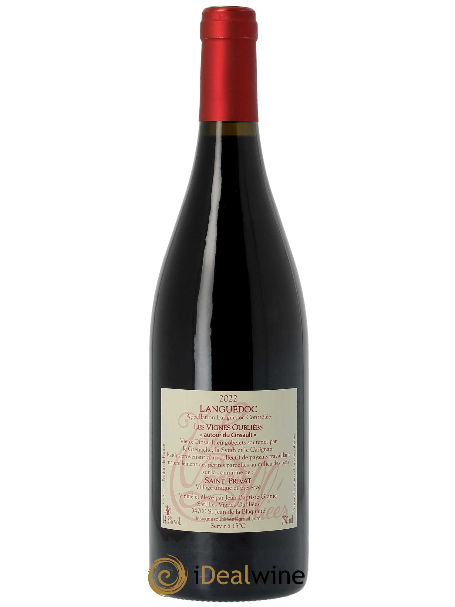 Languedoc Les Vignes Oubliées Autour du Cinsault Jean-Baptiste Granier  2022 - Lot de 1 Bouteille