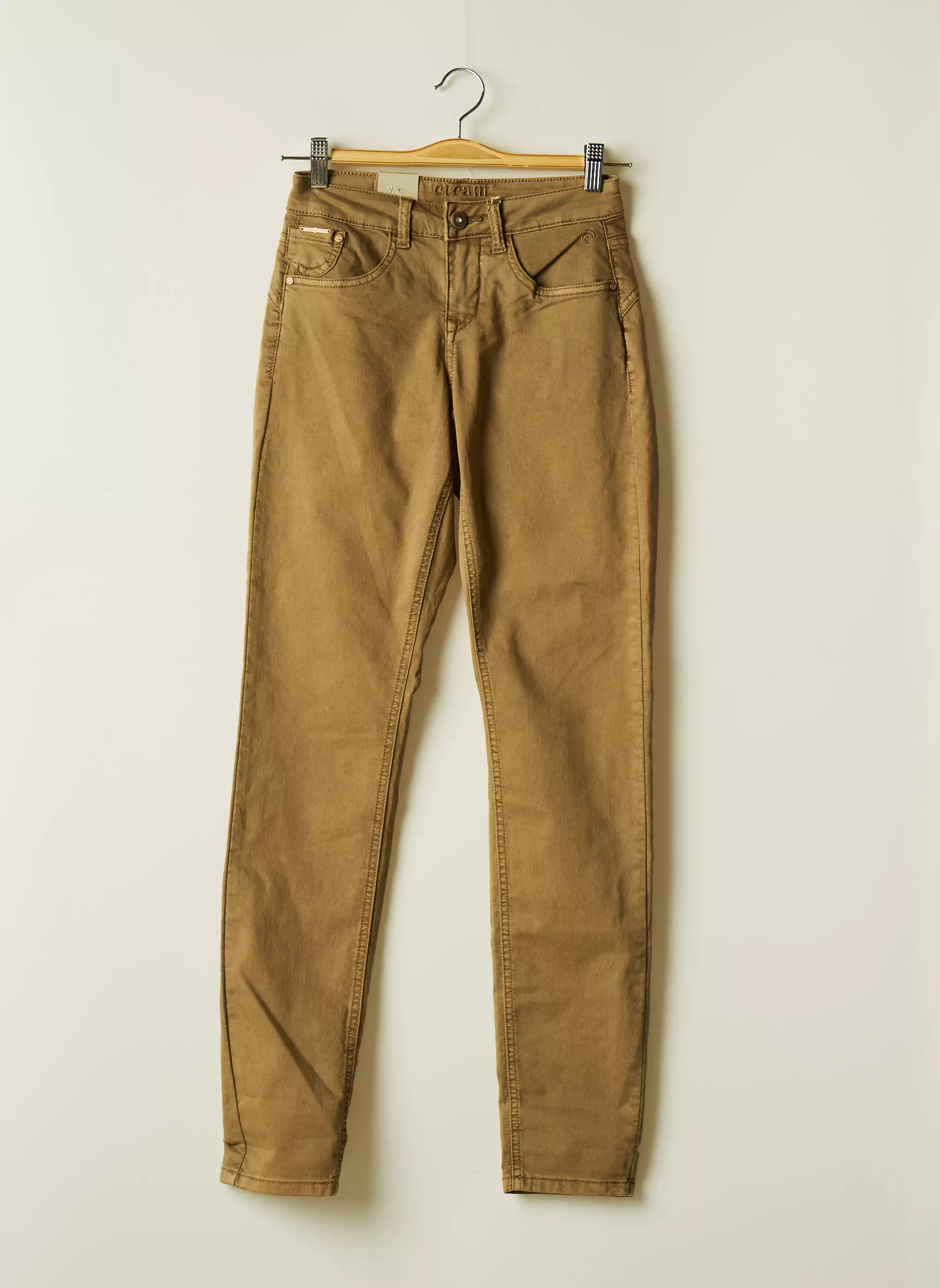 Cream Pantalons Slim Femme couleur beige