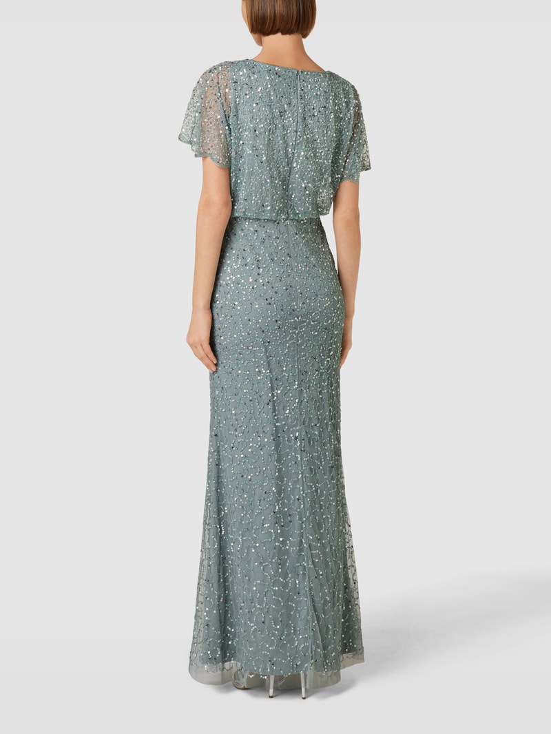 Abendkleid mit Paillettenbesatz in schilf