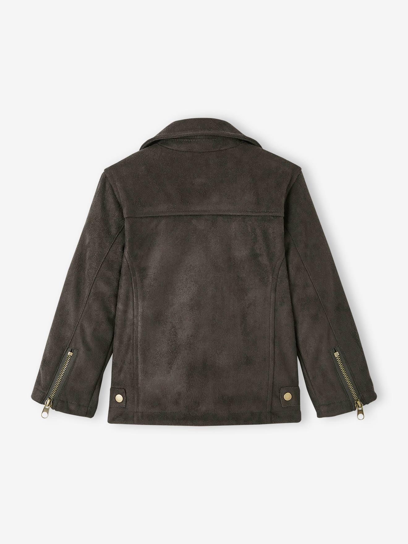 Veste fille en nubuck marron clair