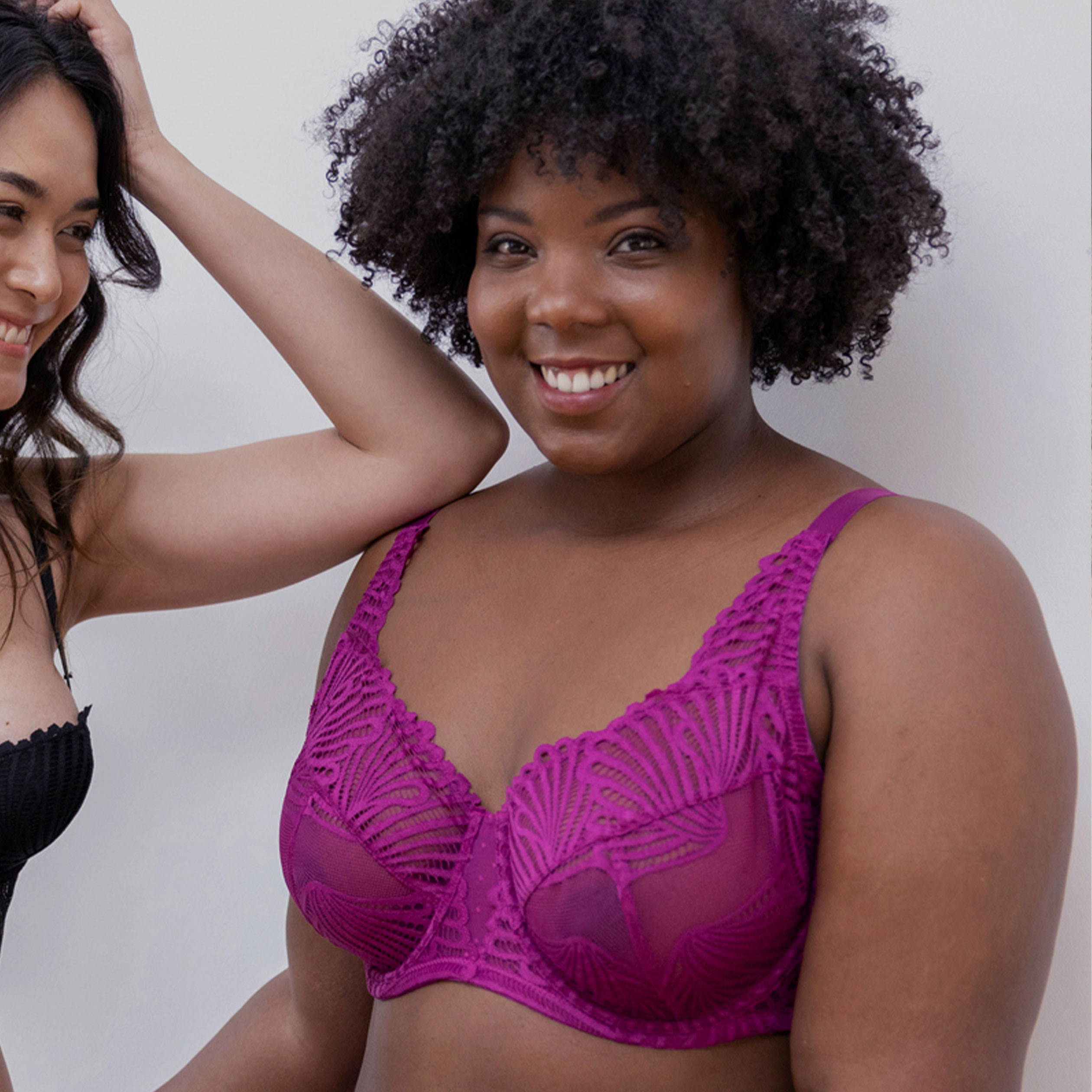 Soutien-gorge emboîtant en dentelle violet femme grande taille | La Halle