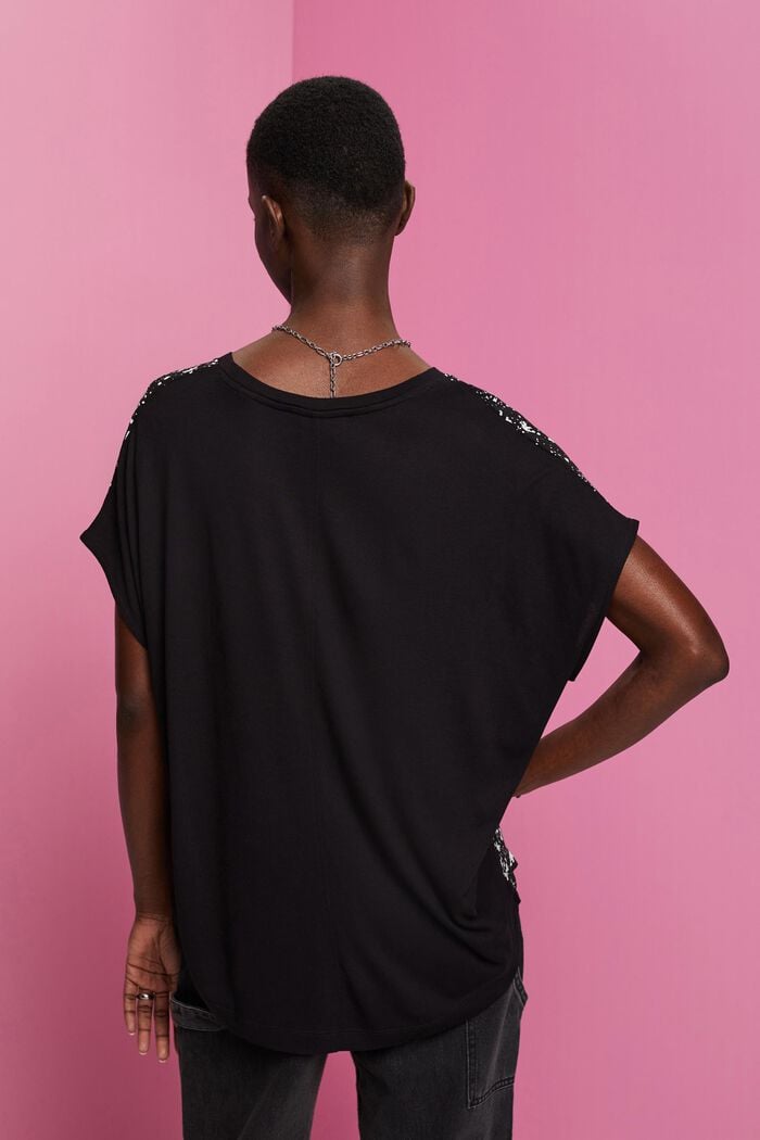 T-Shirt aus Materialmix, LENZING™ ECOVERO™