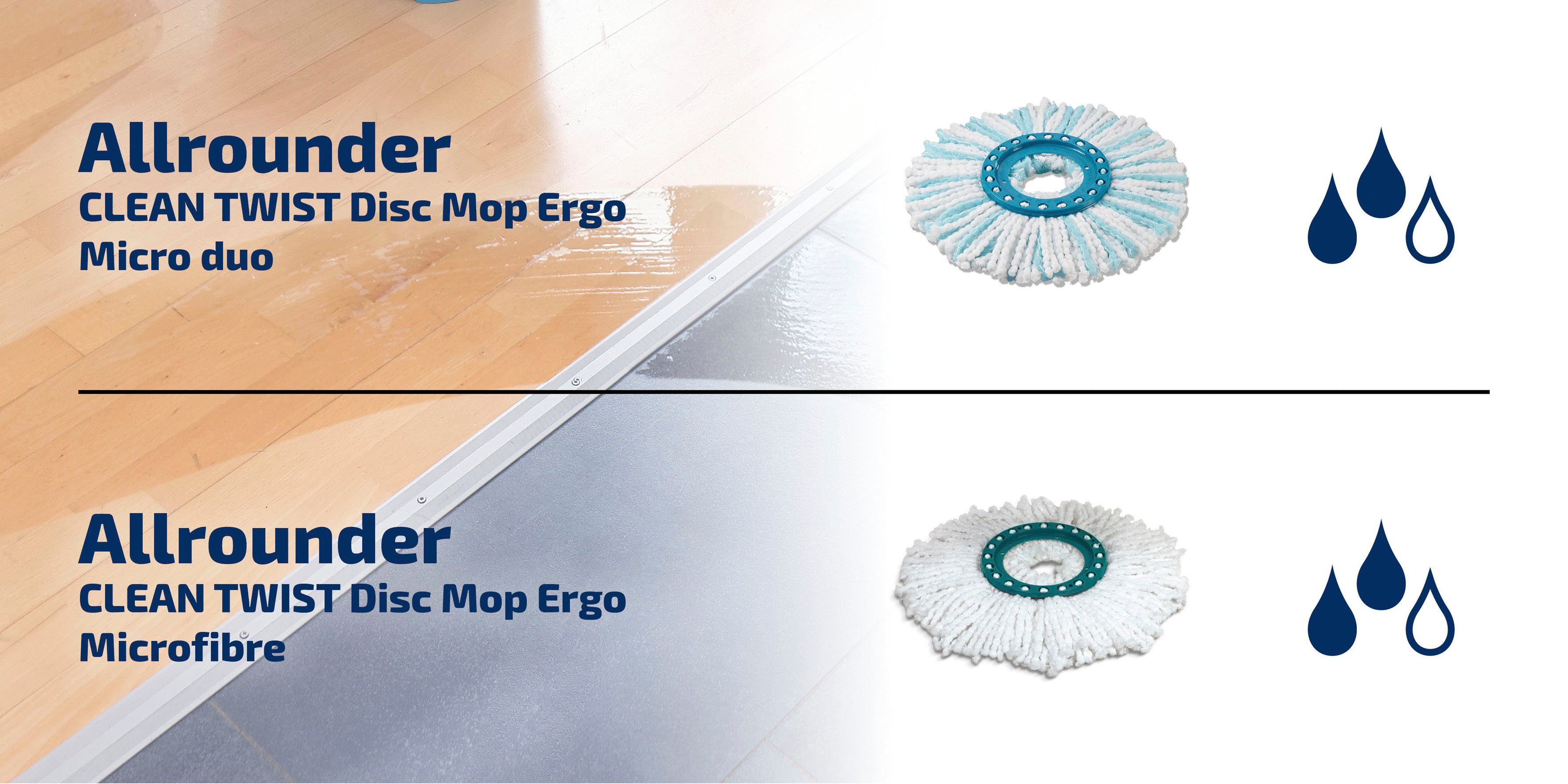 Leifheit Wischbezug (Mikrofaser, 17x21 cm, Set, 2-tlg., 2-Faser-System)