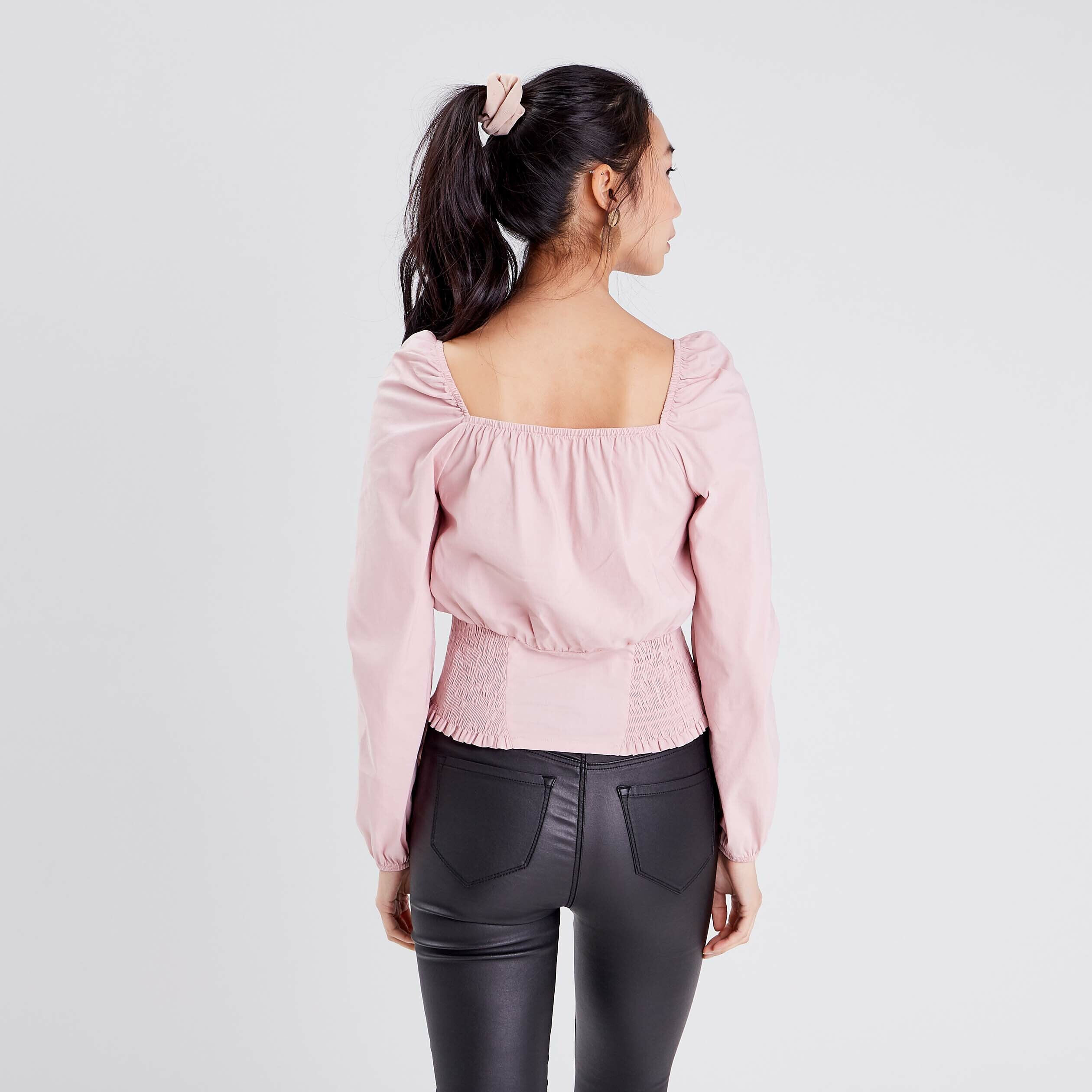 Blouse manches longues rose pastel femme | Cache Cache