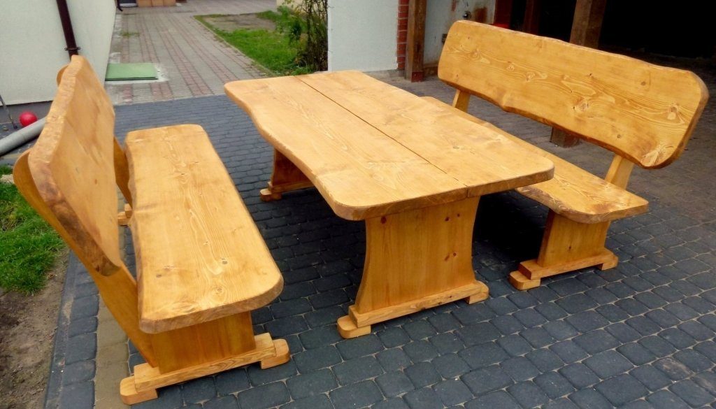 Unique Home Garten-Essgruppe Gartenmöbel,Holzsitzgruppe, Tisch+2 Bänke,Imprägnierung Farbe wählbar