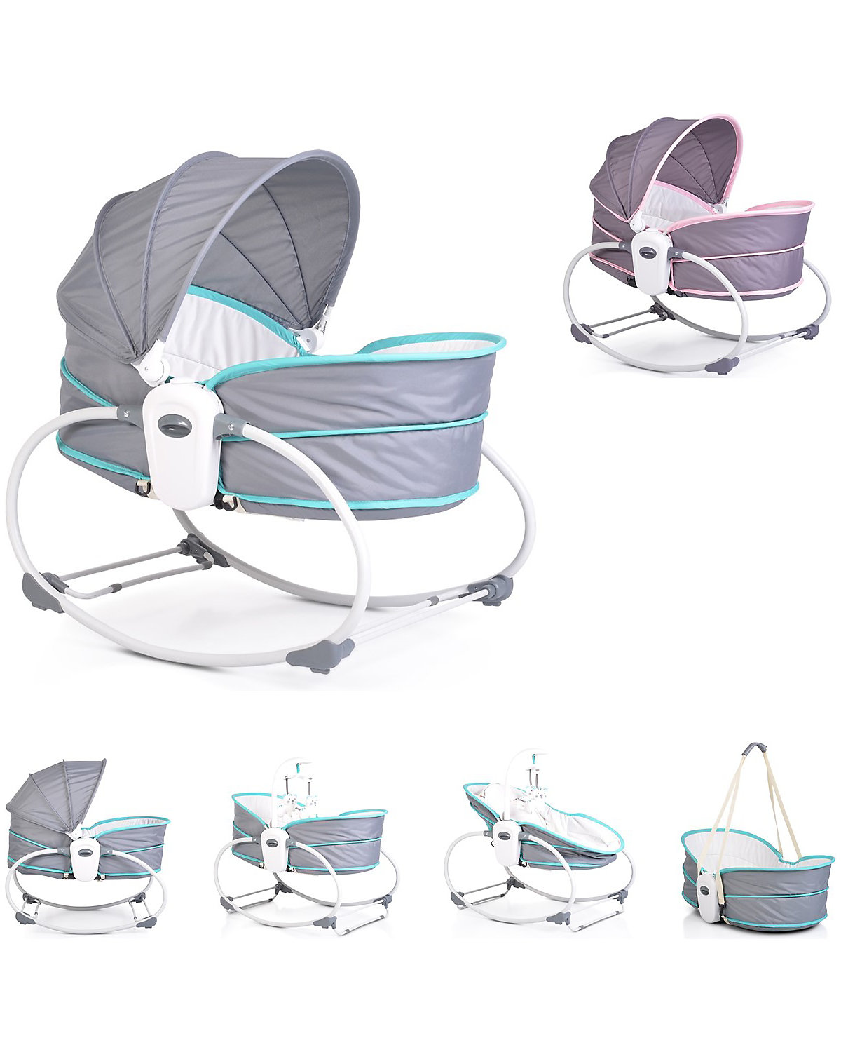Babywippe Ava mit Musikfunktion Vibration Sonnenschutz Moskitonetz Babywippen