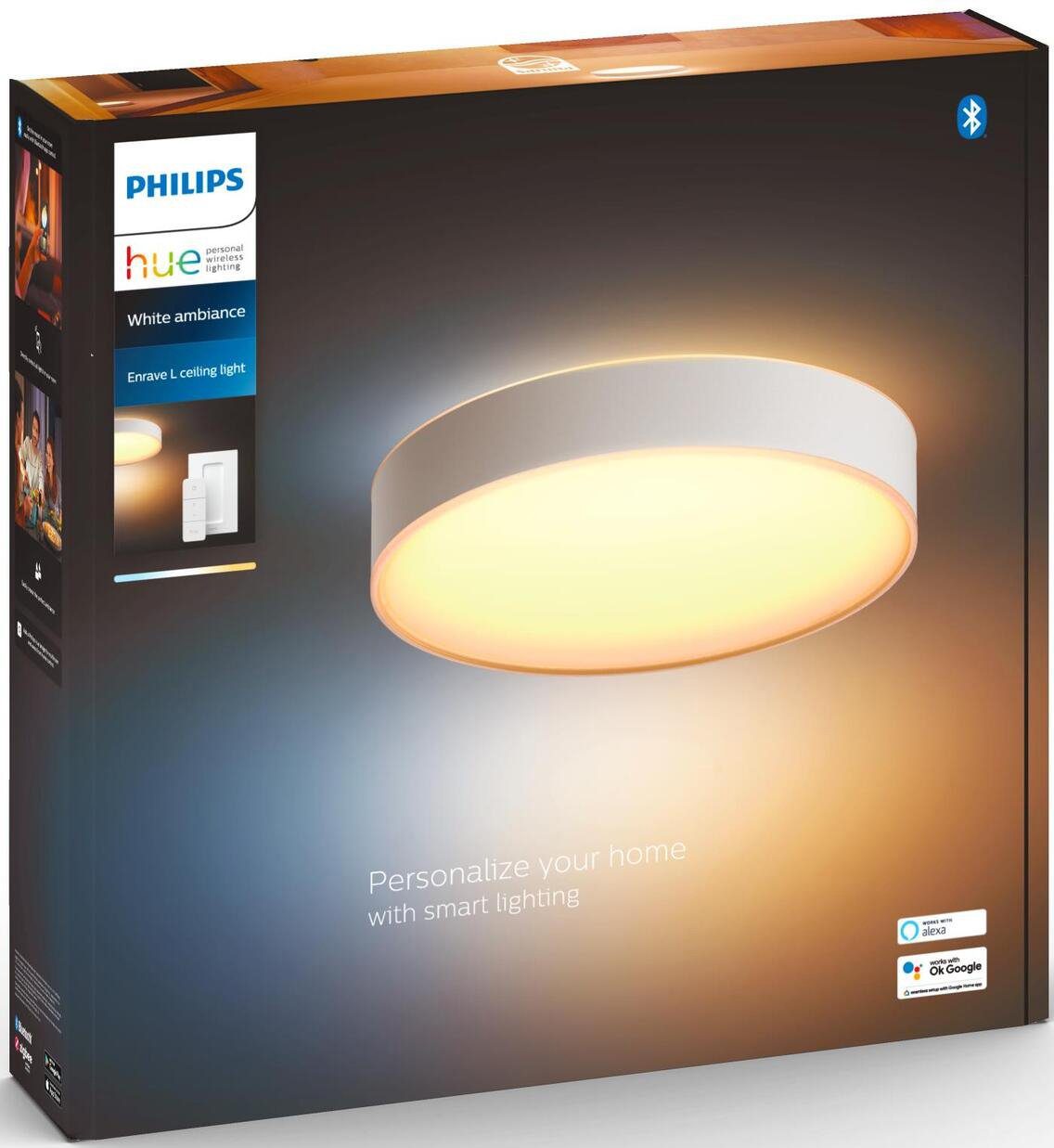 Philips Hue LED Deckenleuchte Enrave, Dimmfunktion, LED fest integriert, Warmweiß