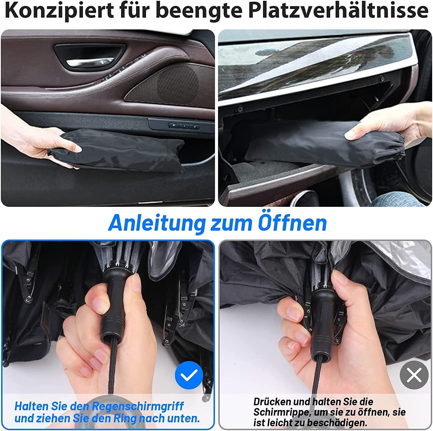 Haiaveng Frontscheibenabdeckung Auto Frontscheiben Sonnenschutz, für meisten Auto & SUV, UV-Schutz Auto Sonnenschirm, Wärmeisolierung, Einfache Lagerung