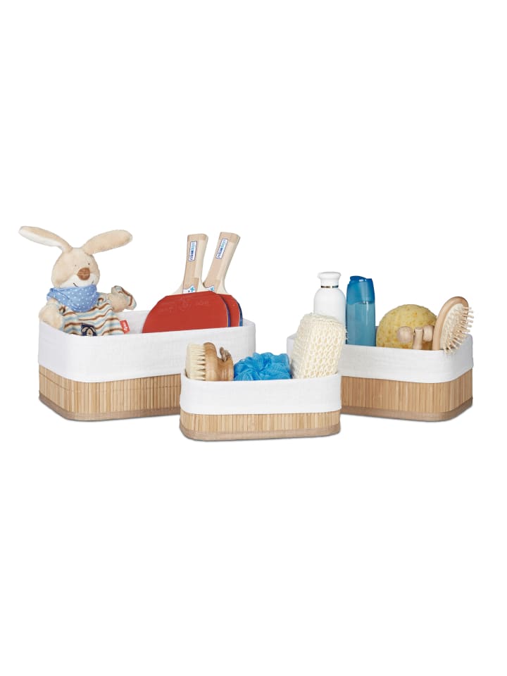 relaxdays 3x Aufbewahrungskorb Bad in Natur günstig kaufen onesize