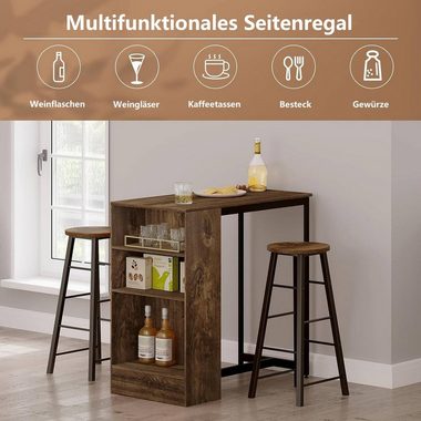 Woltu Bartisch (1-St), mit 3 Regalfächern, aus Holzwerkstoff 91x49x91 cm
