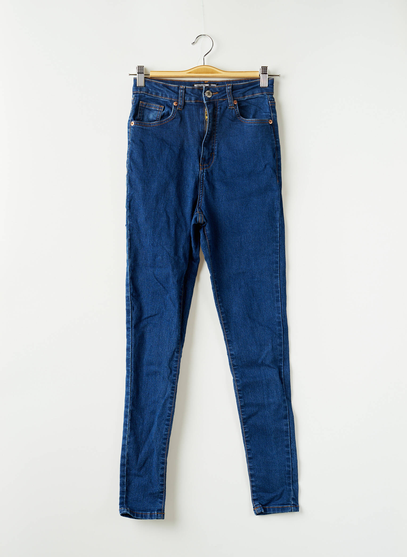 Pretty Little Thing Jeans Skinny Femme couleur bleu