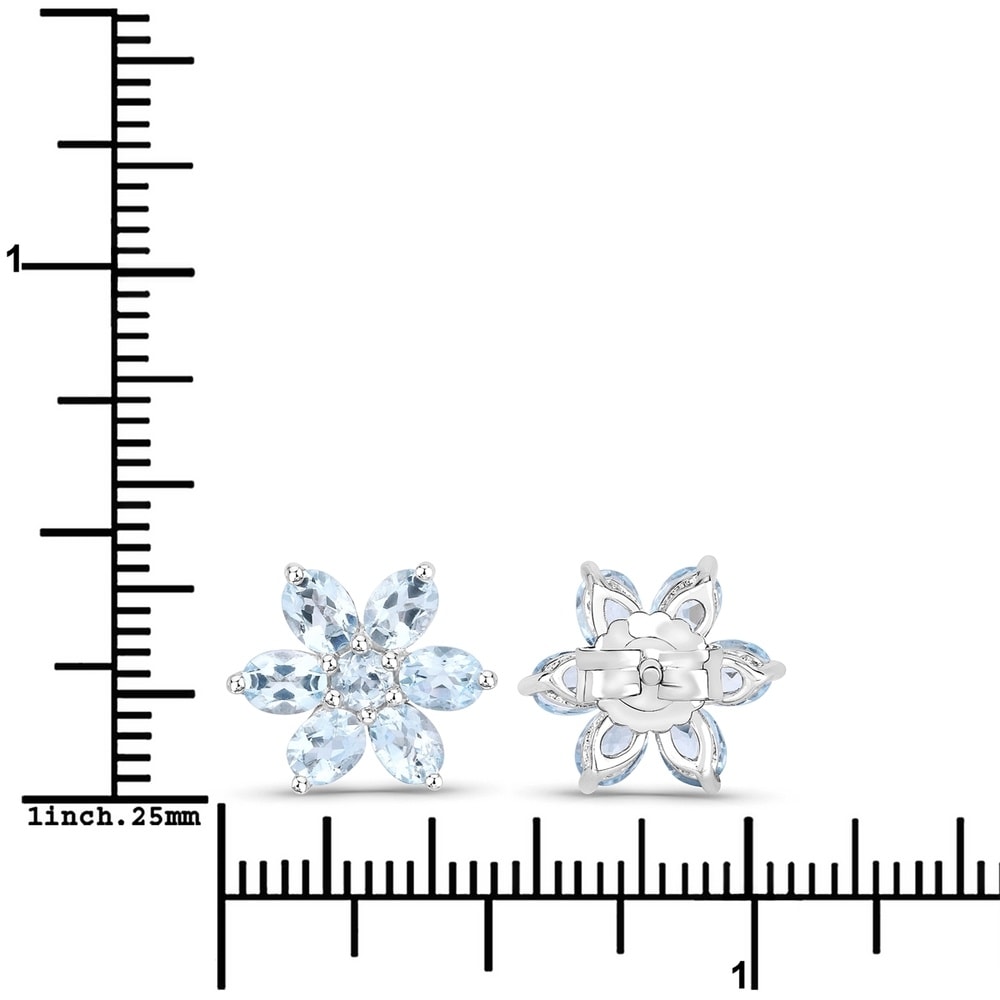 Rafaela Donata Boucles doreilles Fleur Argent sterling Topaz bleu en Argent Bijoux