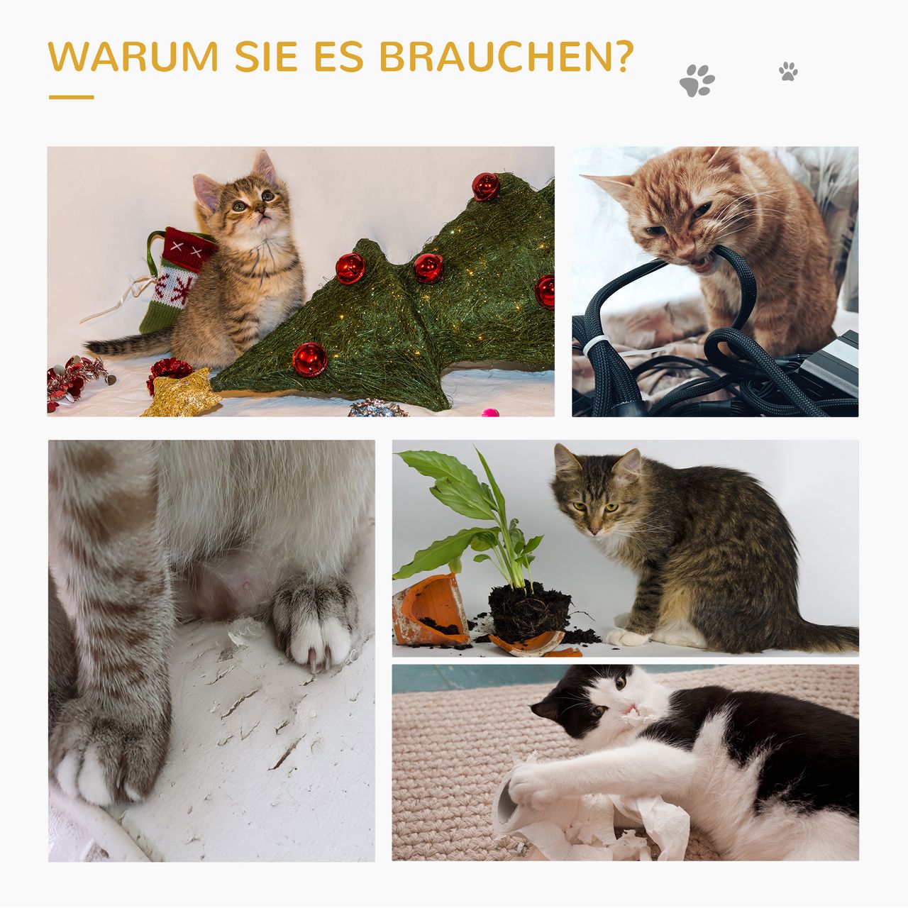 PawHut Katzenbaum mit Jute-Kratzmatte Sitzstange hängendem Ball Kratzbrett Katzenmöbel mit Türloch Haustiermöbel MDF Plüsch Jute Hellgrau 40 x 40 x 57 cm