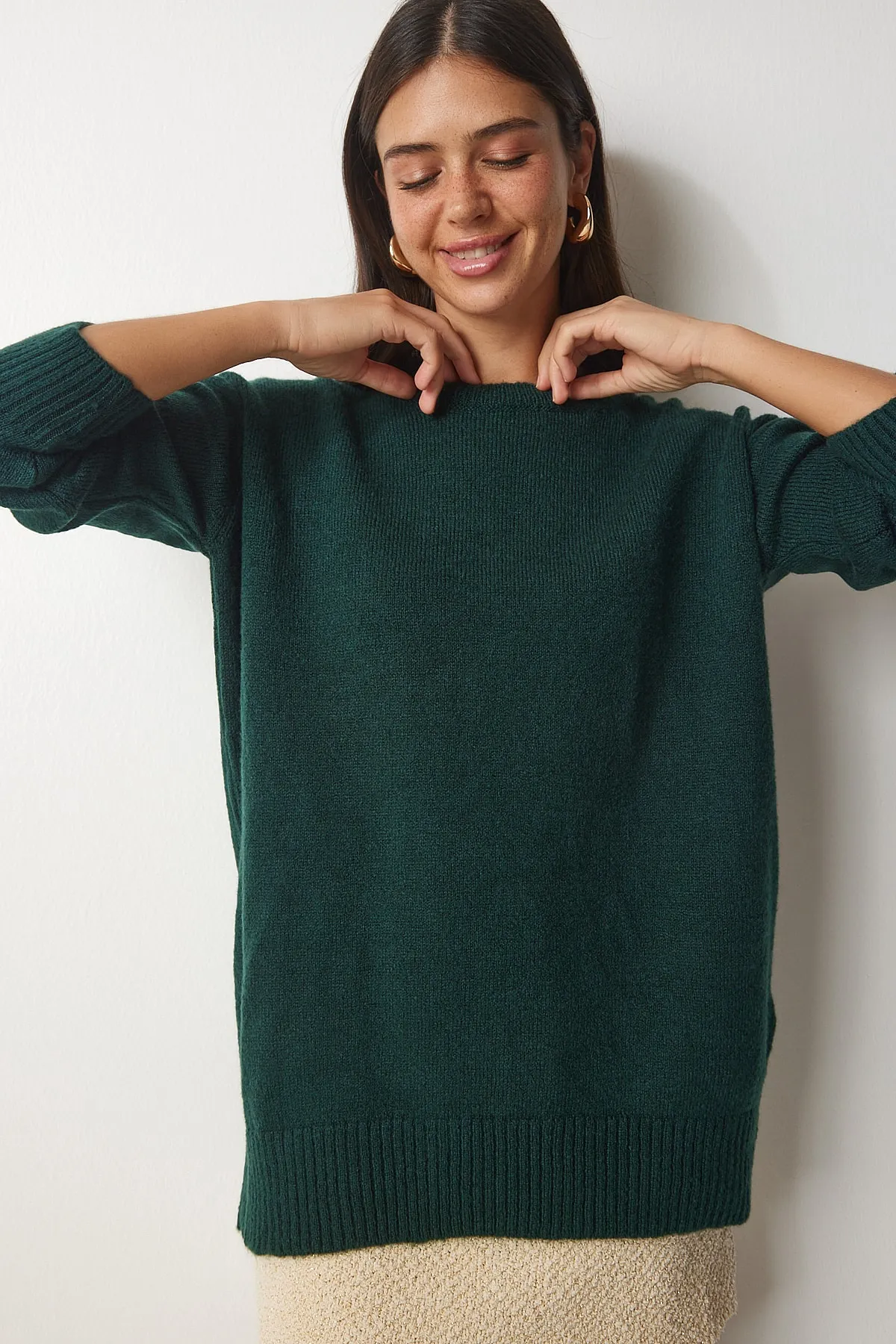 Happiness İstanbul  Pullover - Grün - Oversized