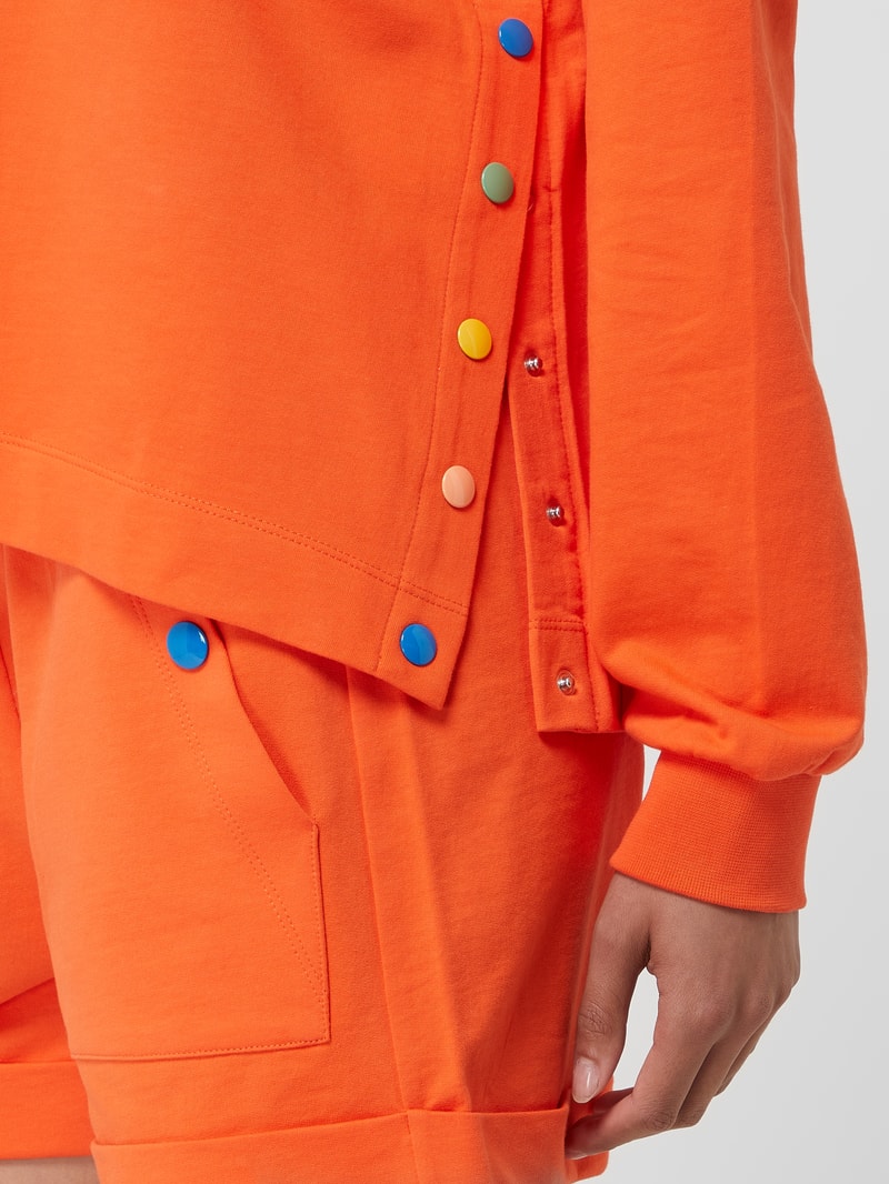 Hoodie aus Baumwolle mit Stickerei in orange