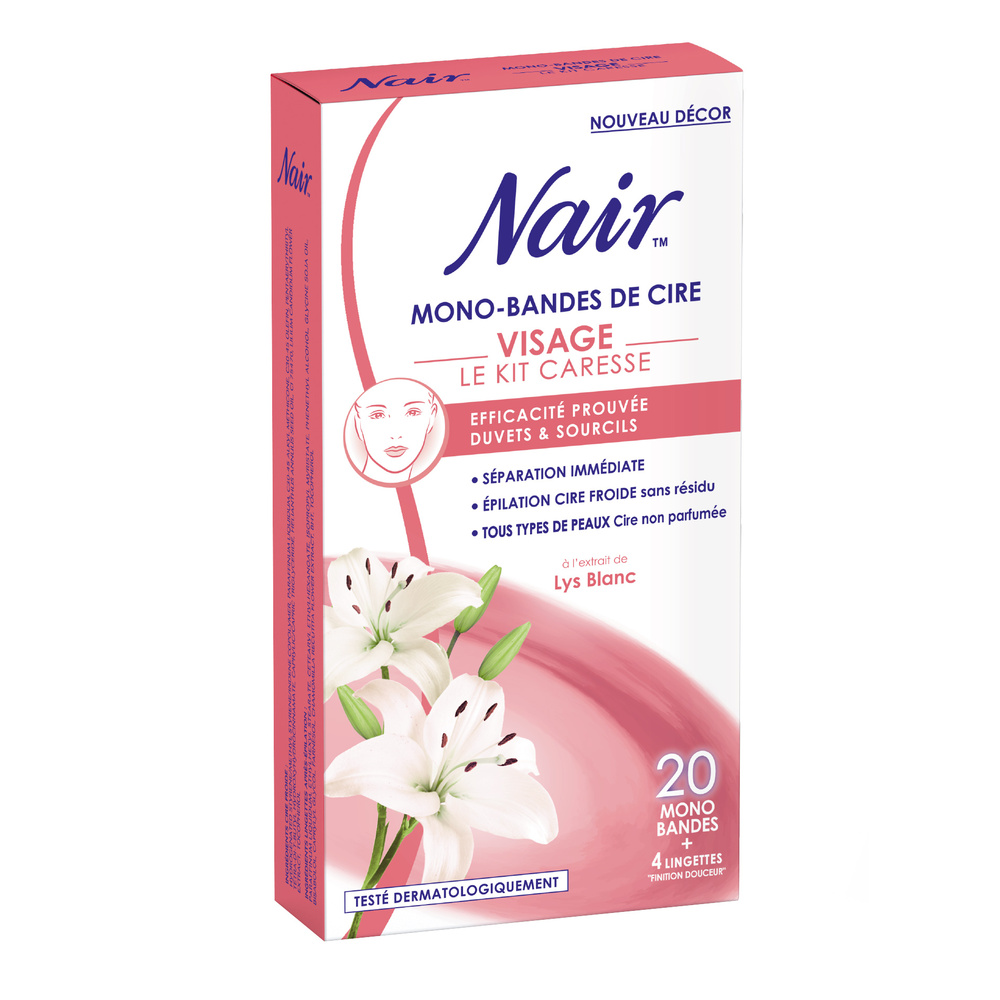 nair Bandes de cire froide Visage Kit Caresse Bandes de cire froide