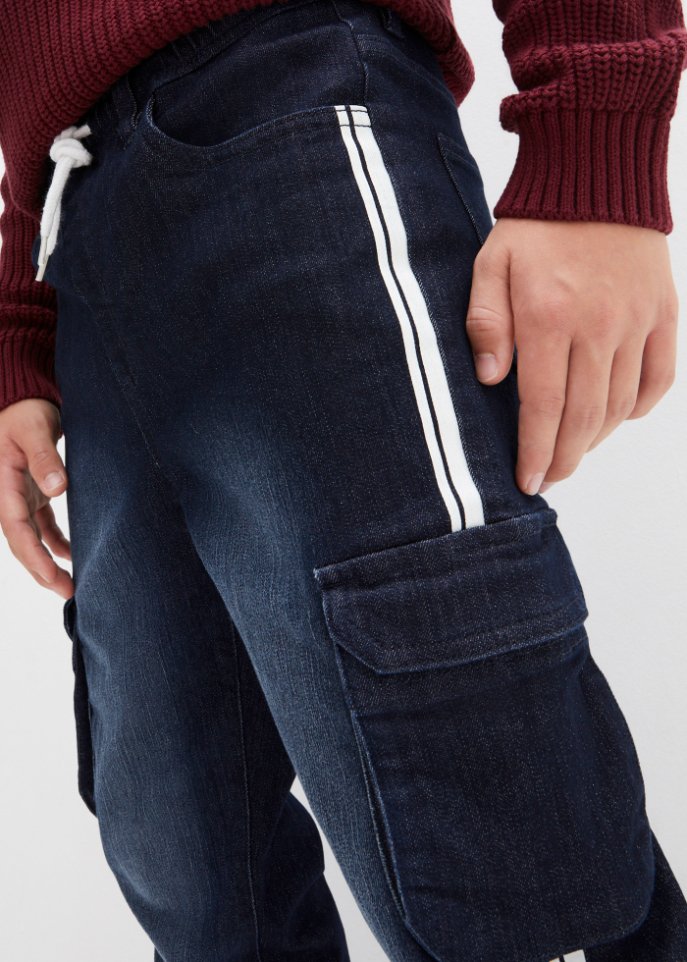 Jungen Thermo Schlupfjeans mit Tape, Tapered Fit