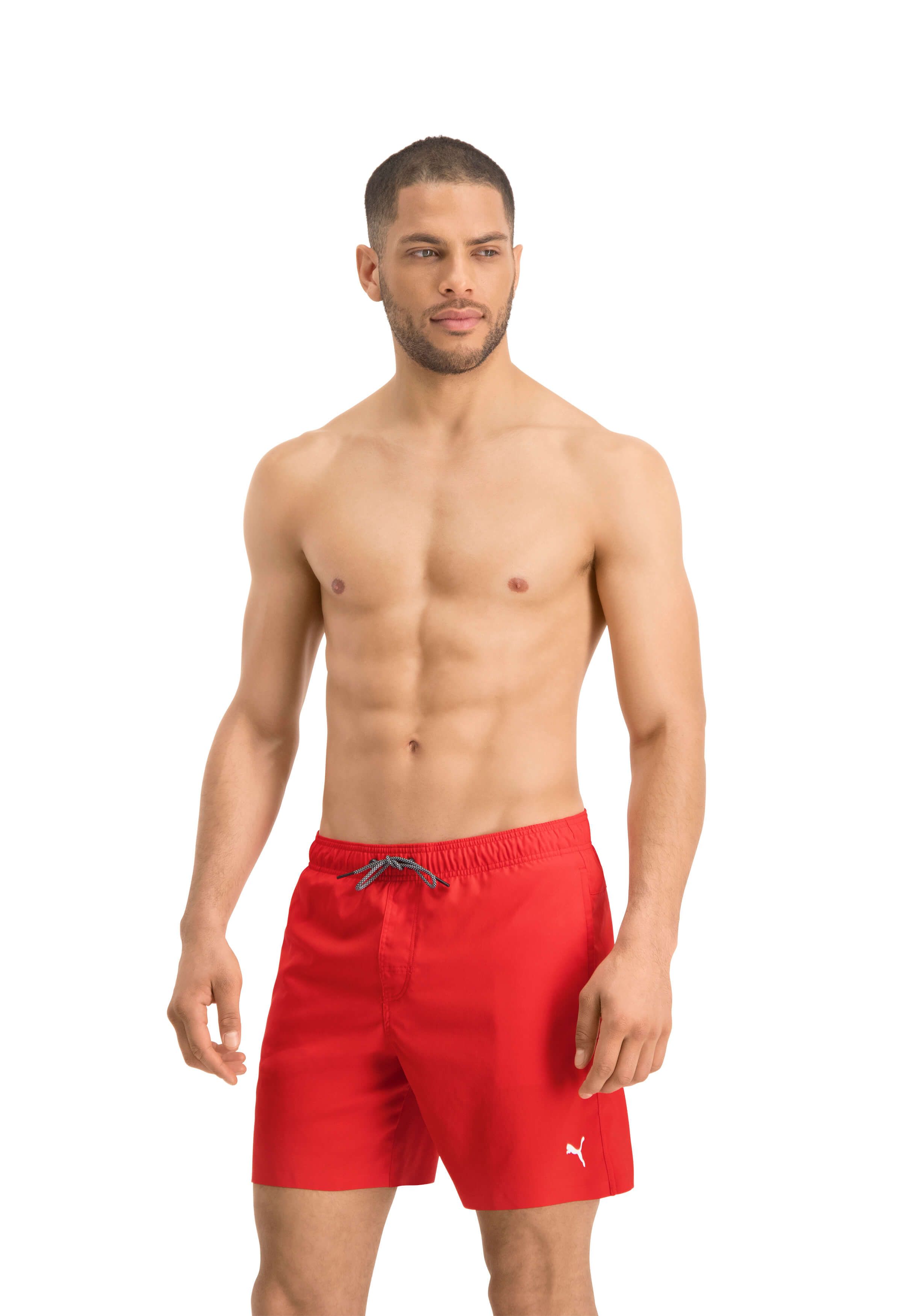 PUMA mittellange rote Badehose