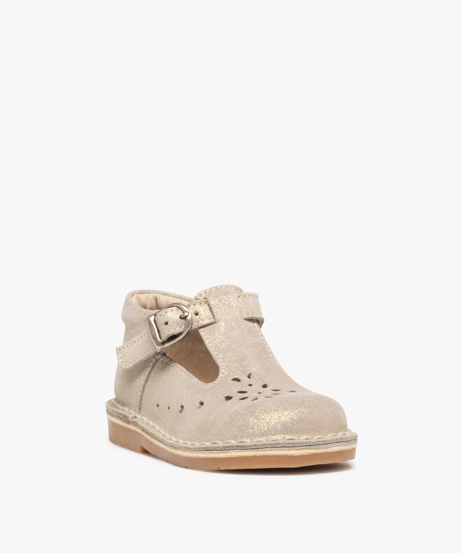 Babies bébé fille dessus cuir uni motifs perforés or | GEMO