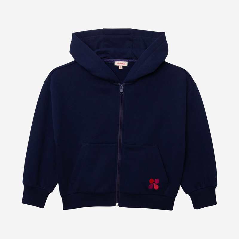 Sweat fille logo brodé bleu en coton recyclé Catimini