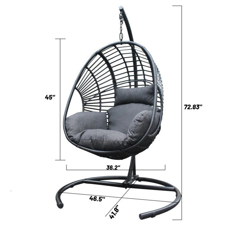 Hammock Wicker Swing Egg Chair Outdoor Backyard or Indoor With Stand Rain Cover Included