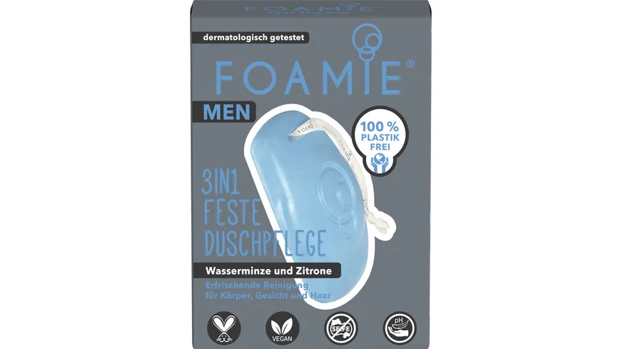 FOAMIE 3 in 1 Feste Duschpflege Wasserminze & Zitrone 90 g