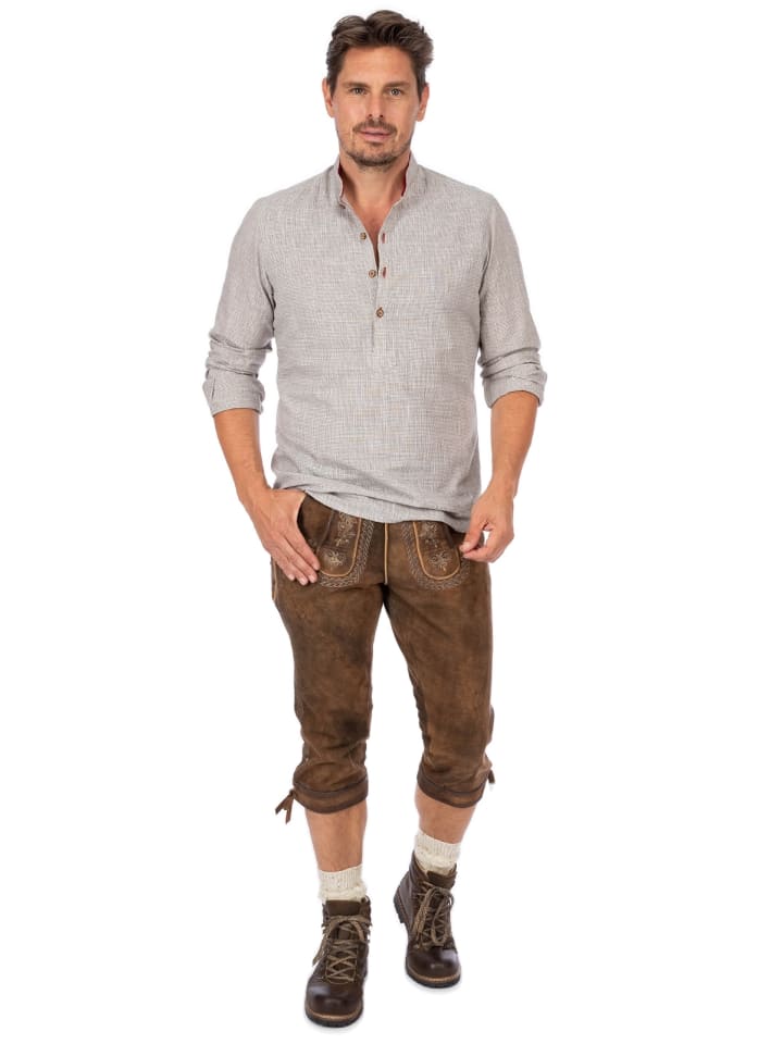 OS-Trachten Stehkragenhemd 420000-4216 in khaki günstig kaufen S