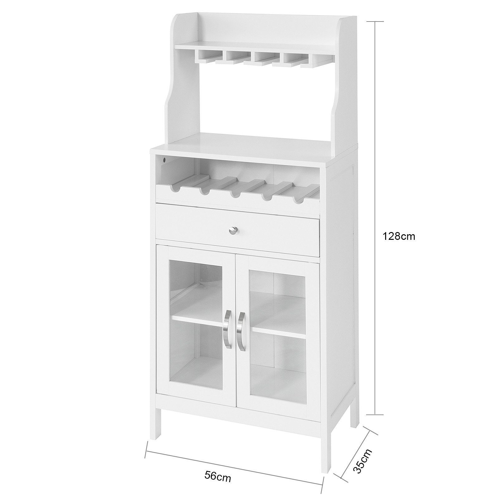 SoBuy Weinschrank FSB24 Sideboard mit Weinregal und Weinglashalter Küchenschrank Highboard