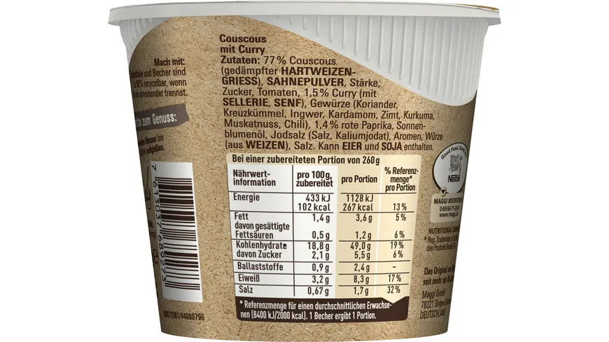 MAGGI 5 Minuten Terrine Couscous Curry 60 g